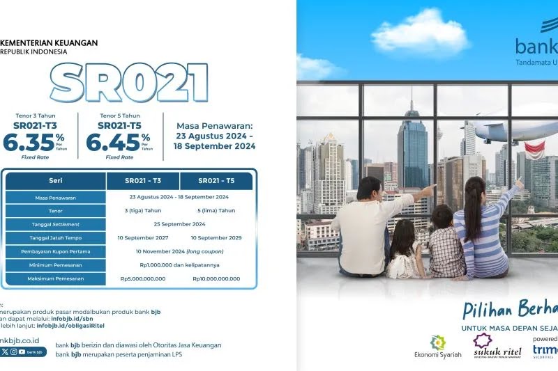 Ilustrasi: Bank BJB Tawarkan investasi Sukuk Ritel seri 021 (SR021) dengan kupon investasi hingga 6,45 persen